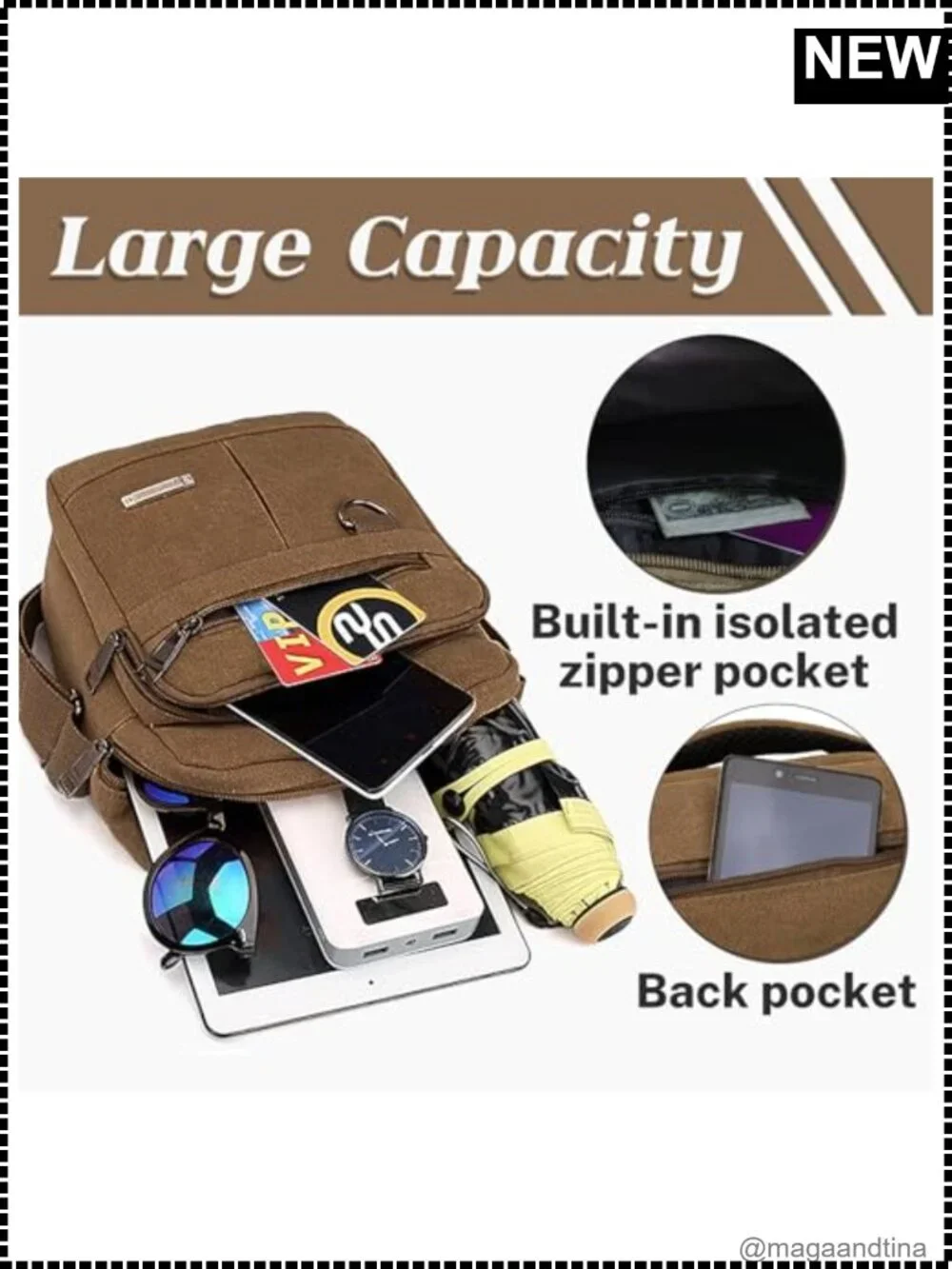 Canvas Messenger Bag Crossbody Adjustable Strap Handle Men
